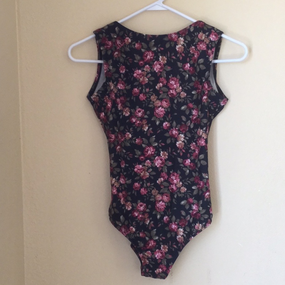 Floral boatneck ballet leotard